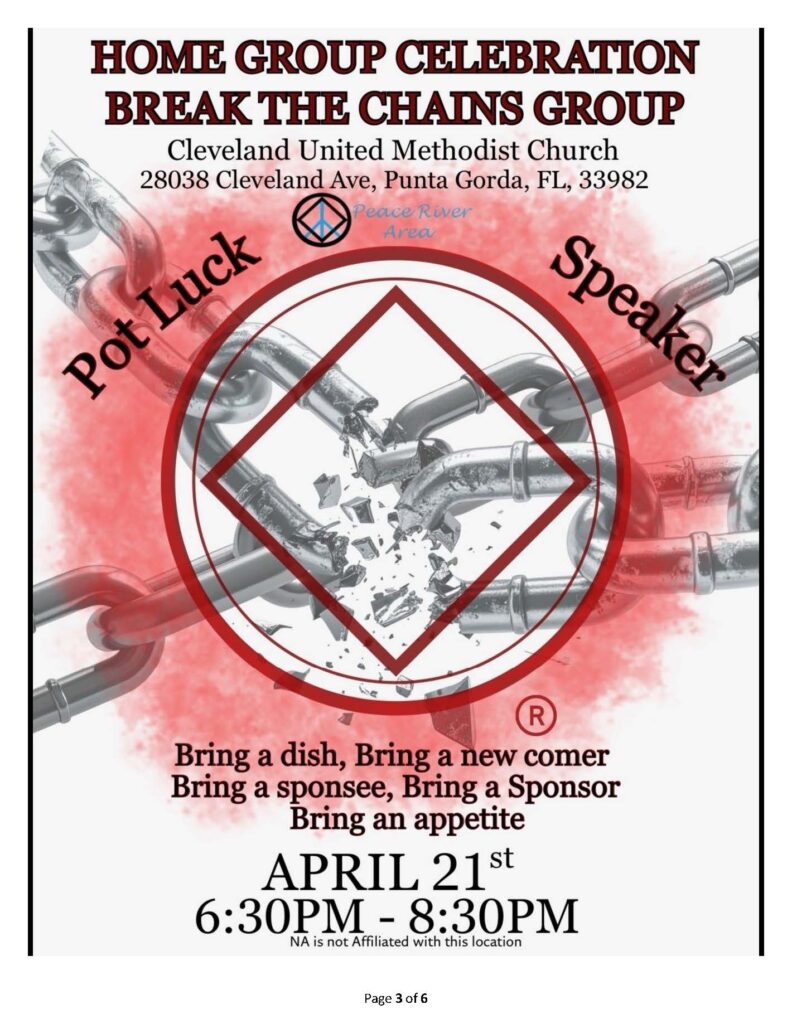 Break the Chains Homegroup Celebration Flyer